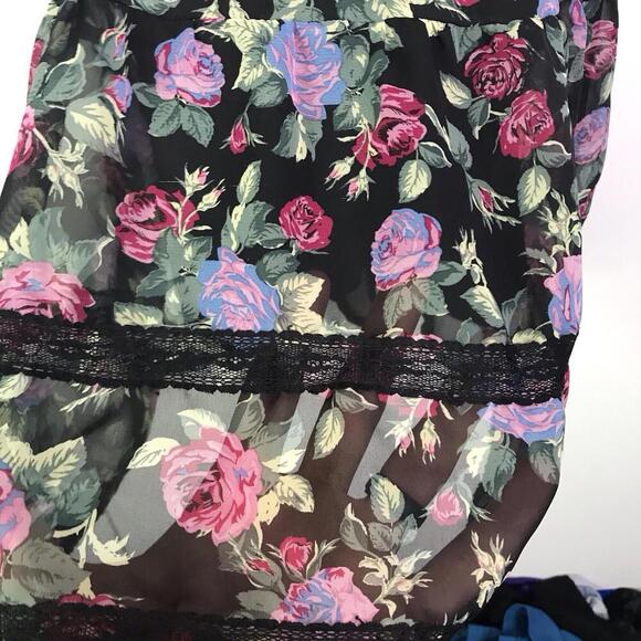 Forever 21 Dress Womens M Empire Waist Mini Dark Florals Square Neck Lace Y2K - Picture 5 of 9